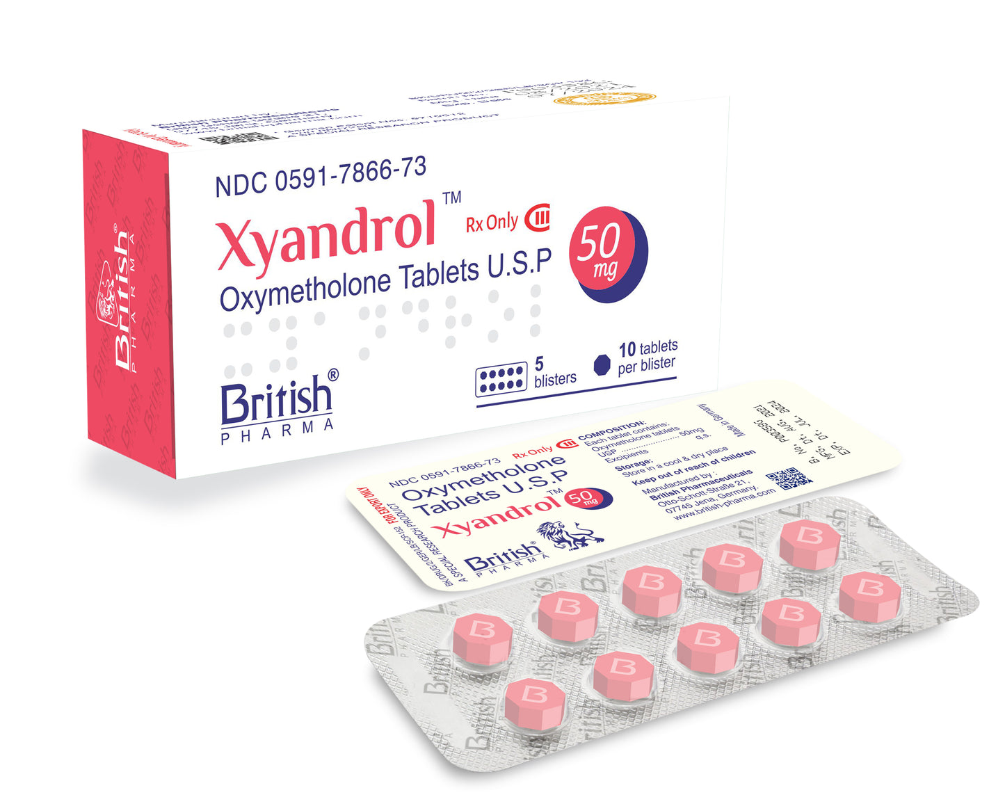 [British Pharma] Xyandrol - Oxymetholone 50mg