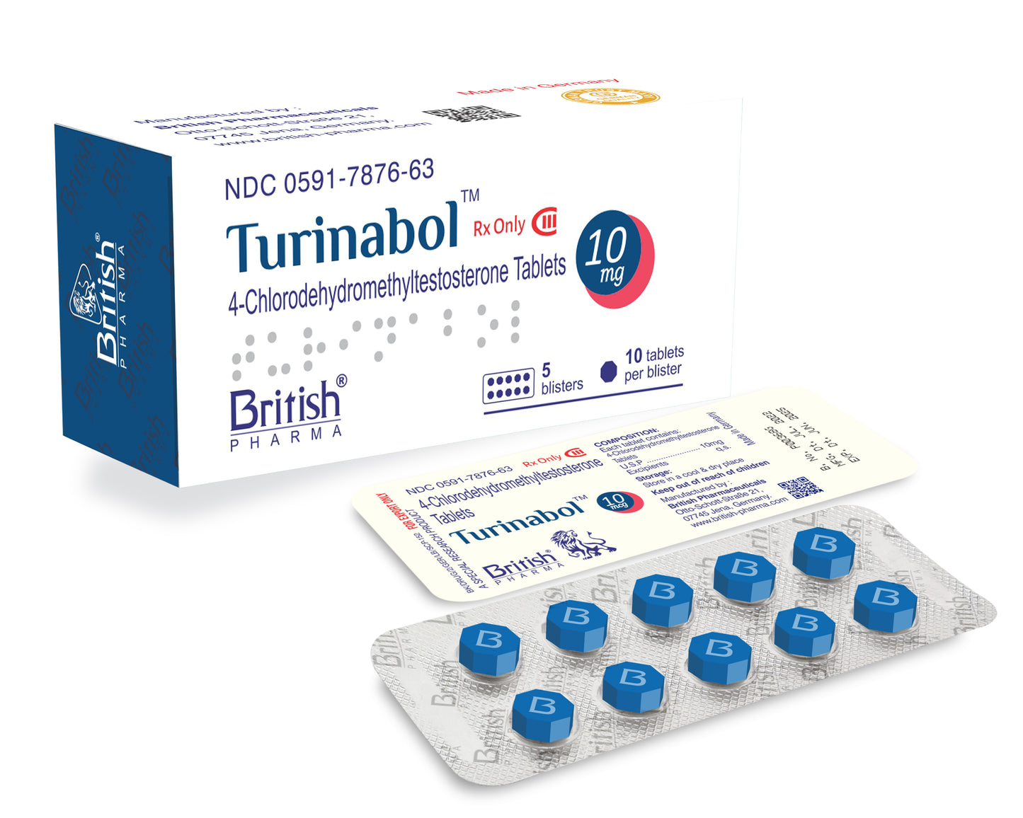 [British Pharma] Turinabol - 4-Clorodehidrometiltestosterona 10mg